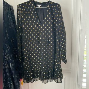 Crown and ivy black sheer and gold dress